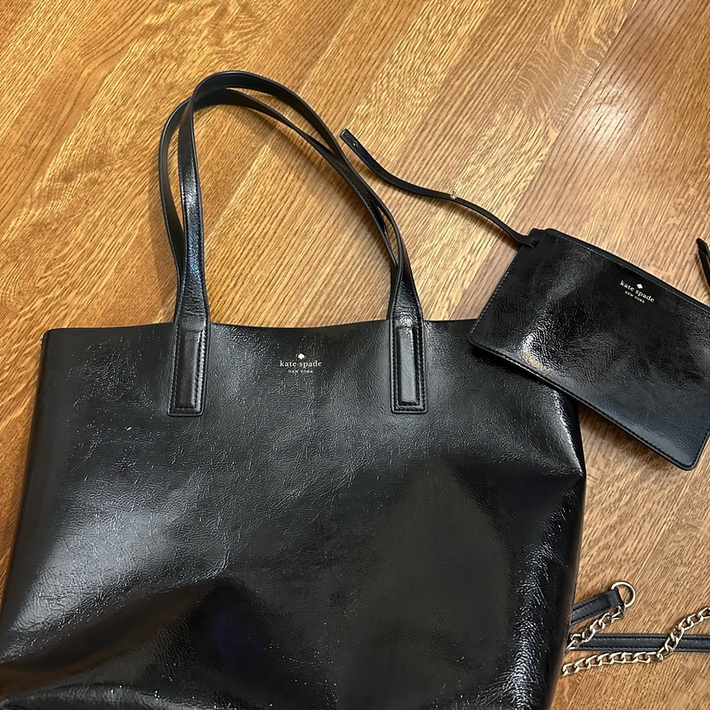 Kate Spade Shiny Black Tote with Pouch